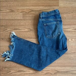 Free People We the Free Straight Leg Distressed Hem Cropped Jeans Size 28